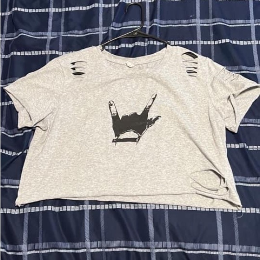 Women’s Short Sleeve T shirt Graphic Print Distressed Crop Top